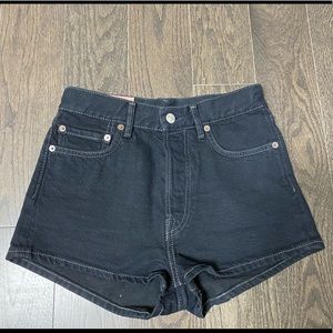 Acne Studios high waisted black denim shorts